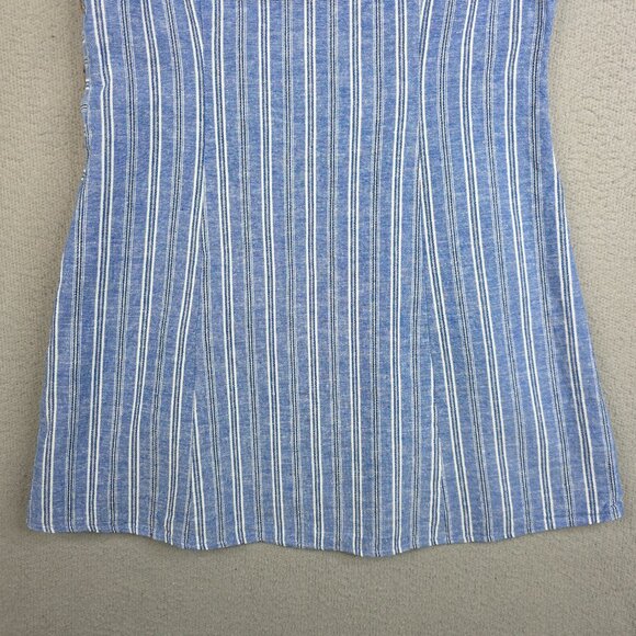 Lulus Mini Dress Large Pier and There Blue White Striped Side-Button Nautical - Picture 5 of 10